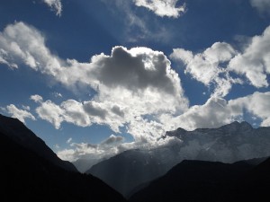 mountain clouds sky light