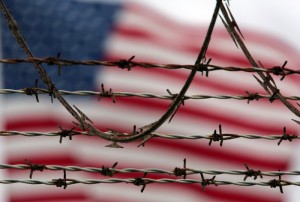 American flag barbed wire