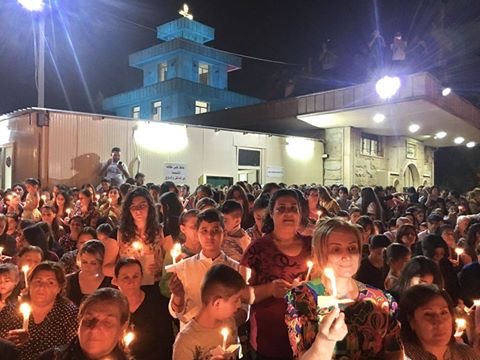 Christians in Kurdish Iraq celebrating the liberation of Qaraqosh; ACN photo