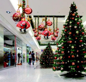 Christmas trees in mall