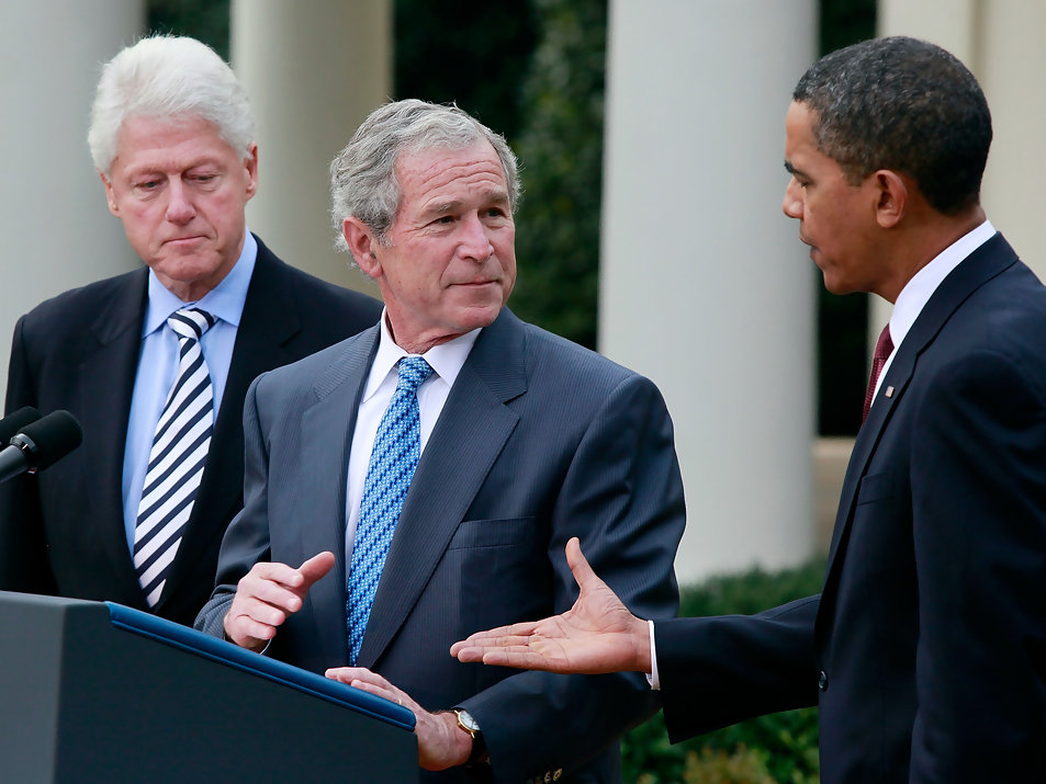 Bill Clinton, George W. Bush, Barack Obama, January 16, 2010