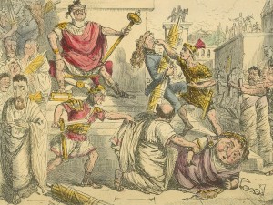 Tarquinius Superbus Makes Himself King by John Leech in Gilbert Abbott a Beckett's Comic History of Rome (1850)