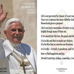 Pope Benedict XVI: Photo, 27 April 2005; Quotation, 17 July 2008