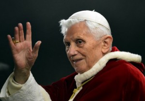 Pope Benedict waving