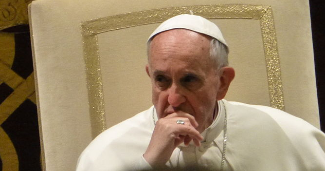 Pope Francis thinking sitting cropped