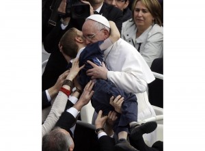 Pope Francis with disabled boy