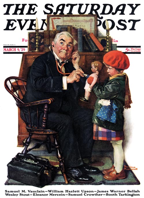 Norman Rockwell's "Doctor And Doll" (March 9, 1929) © SEPS