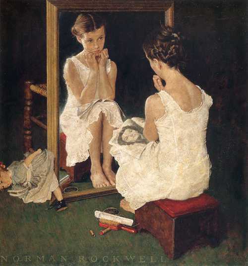 Norman Rockwell's "Girl At Mirror" (March 6, 1954) © SEPS