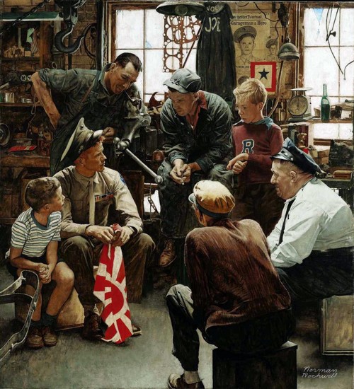 Norman Rockwell's "The Homecoming Marine" (October 13, 1945) © SEPS