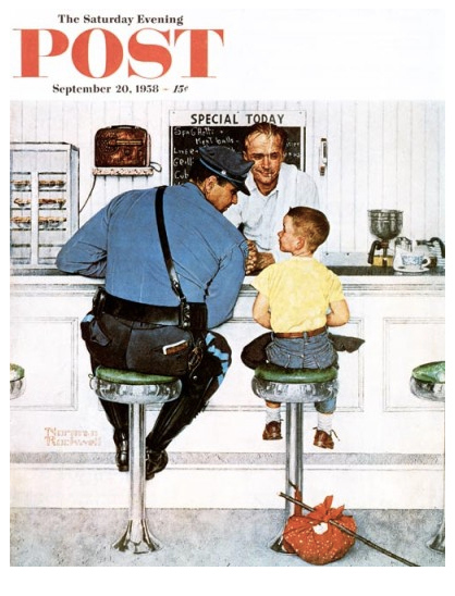 Norman Rockwell's "The Runaway" (September 20, 1958) © SEPS