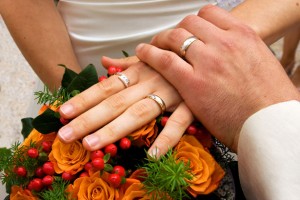 Wedding Rings with Bouquet