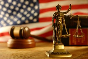 American flag gavel scales of justice