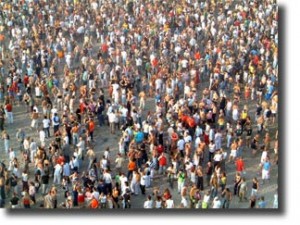 dense population crowd