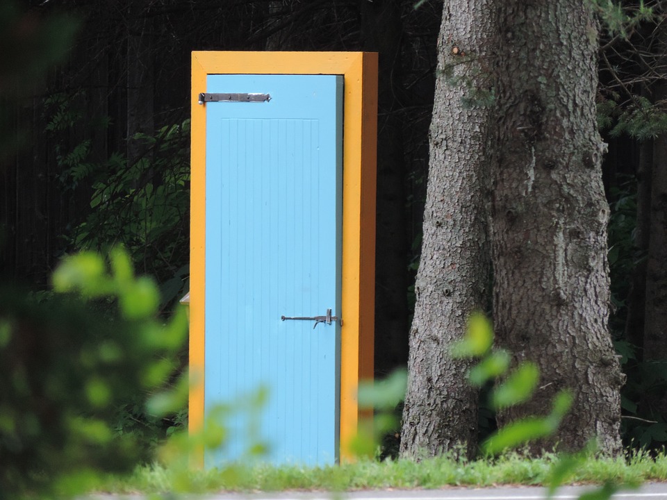 door in forest woods