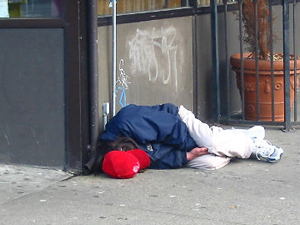 homeless street street-people poor outside sleeping