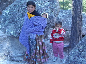 mother and chldren kids poor native baby outside family